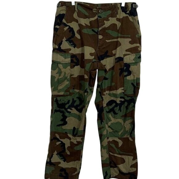 Vintage Camouflage Cargo Pants Mens L Army Surplus Military Style 100% Cotton - Picture 1 of 8